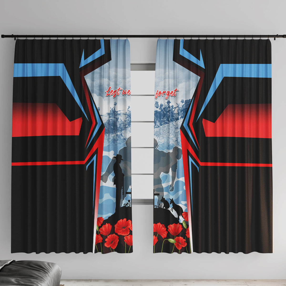 Australia ANZAC Day Window Curtain Gallipoli Soldiers Simple Style