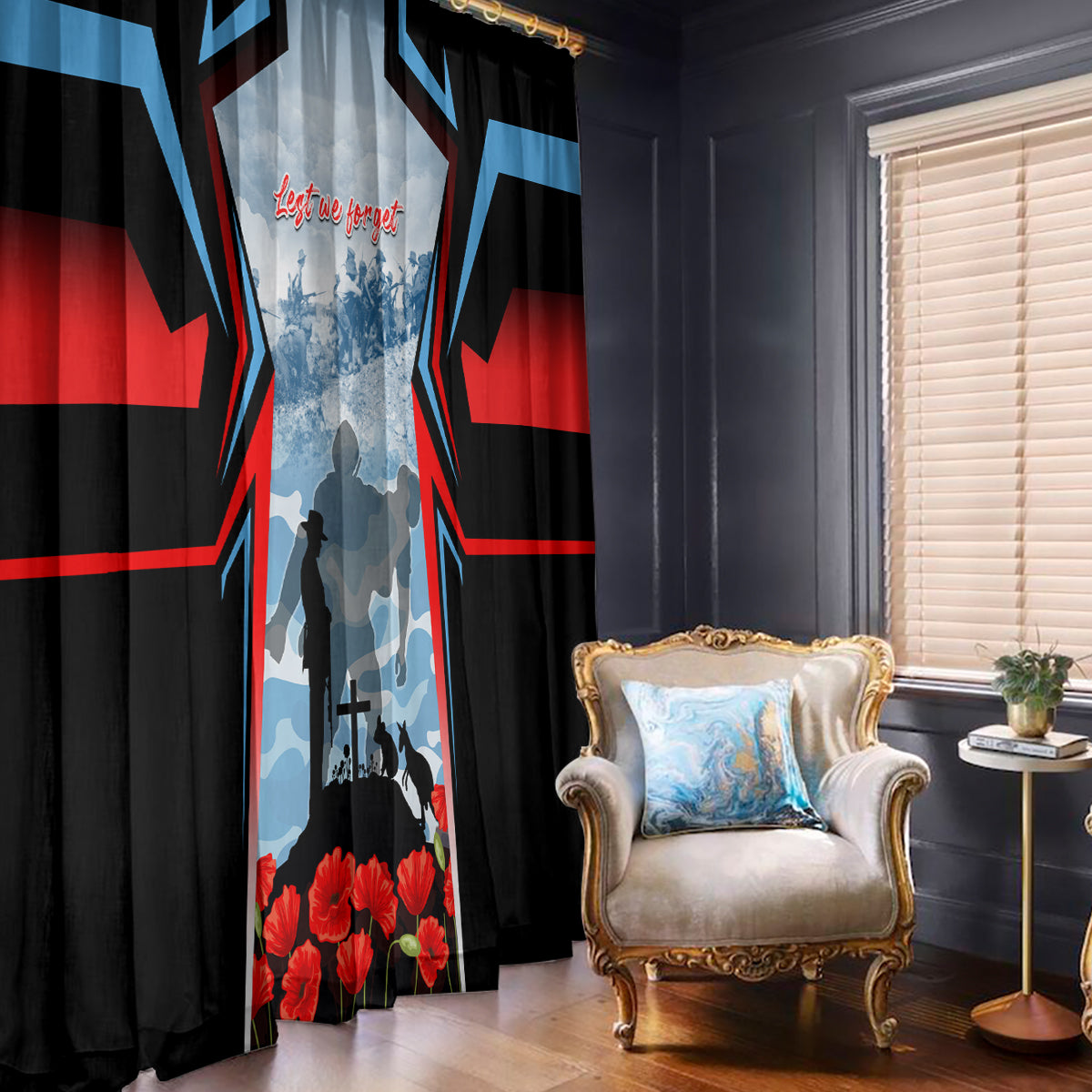 Australia ANZAC Day Window Curtain Gallipoli Soldiers Simple Style