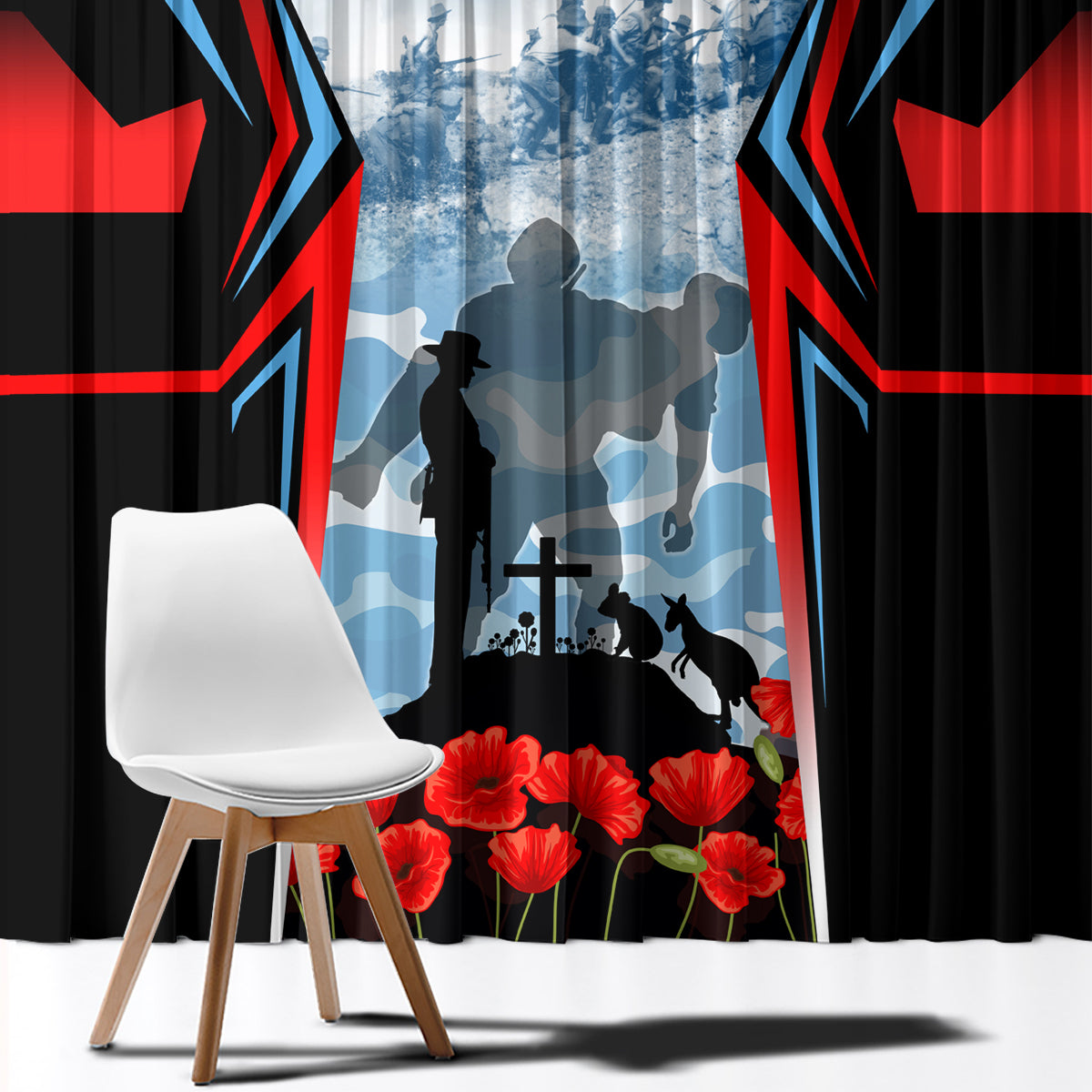 Australia ANZAC Day Window Curtain Gallipoli Soldiers Simple Style