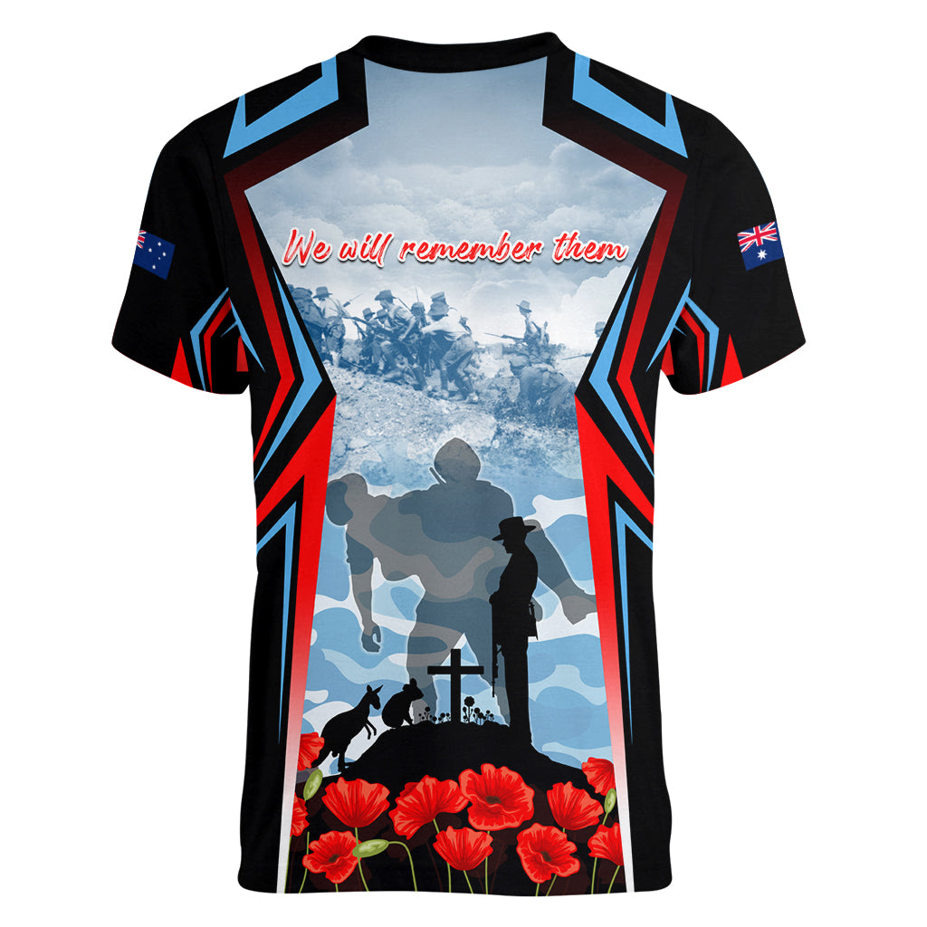 Australia ANZAC Day Women V Neck T Shirt Gallipoli Soldiers Simple Style LT05 - Vibe Hoodie Shop