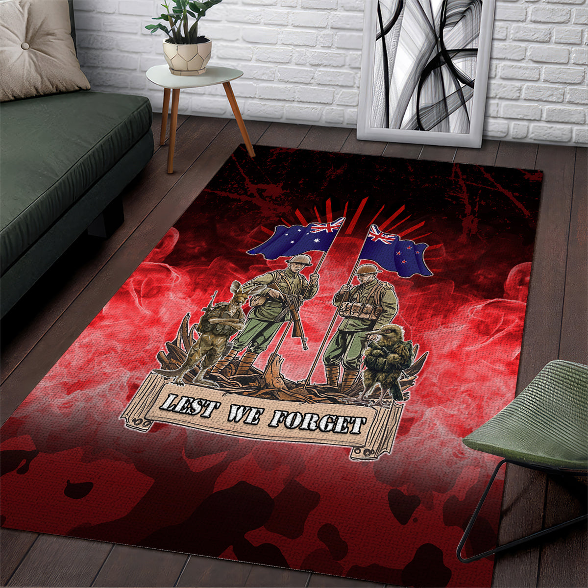 Australia And New Zealand ANZAC Day Area Rug Soldiers Lest We Forget LT05 - Vibe Hoodie Shop