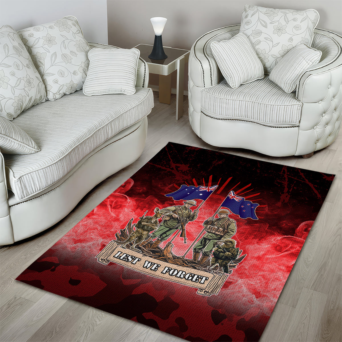 Australia And New Zealand ANZAC Day Area Rug Soldiers Lest We Forget LT05 - Vibe Hoodie Shop