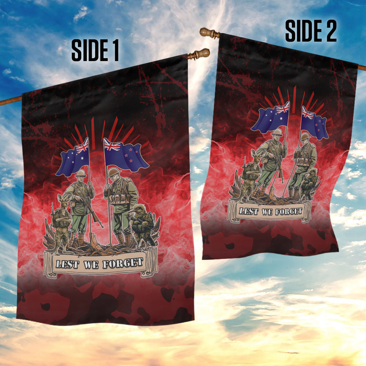 Australia And New Zealand ANZAC Day Garden Flag Soldiers Lest We Forget LT05 - Vibe Hoodie Shop