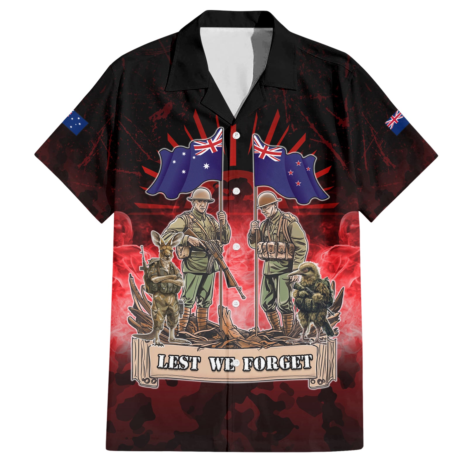 Australia And New Zealand ANZAC Day Hawaiian Shirt Soldiers Lest We Forget LT05 - Vibe Hoodie Shop