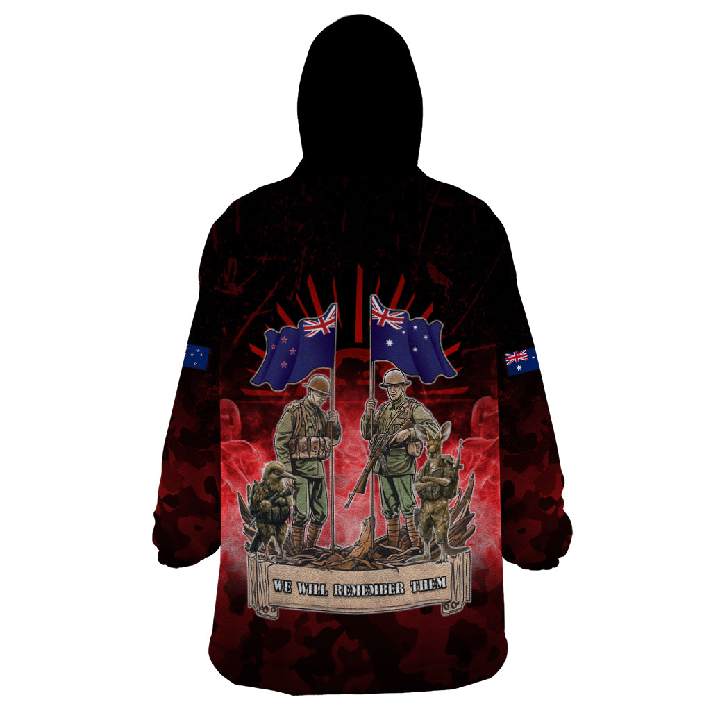 Australia And New Zealand ANZAC Day Wearable Blanket Hoodie Soldiers Lest We Forget LT05 - Vibe Hoodie Shop