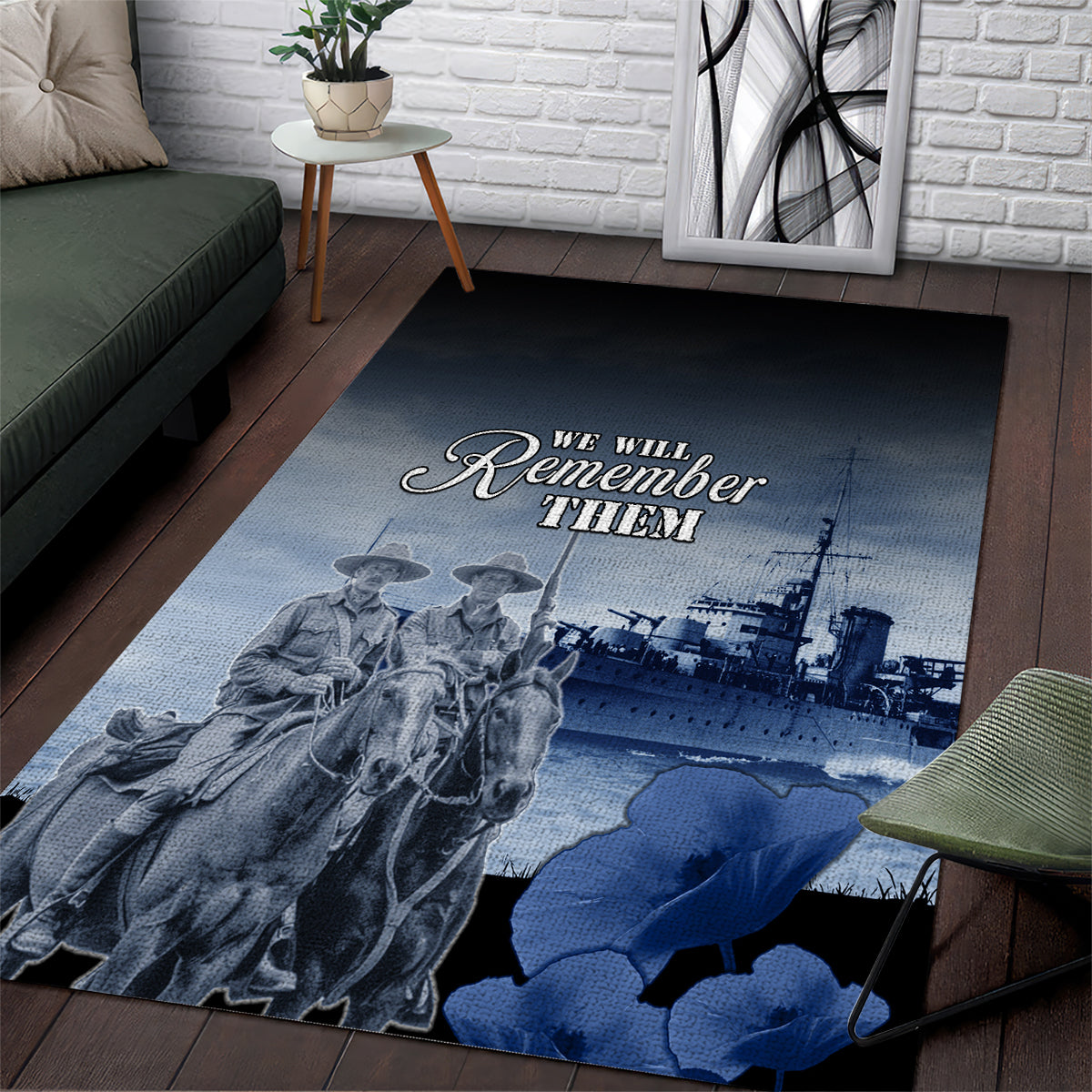 New Zealand ANZAC Day Area Rug HMNZS Achilles We Will Remember Them LT05 - Vibe Hoodie Shop