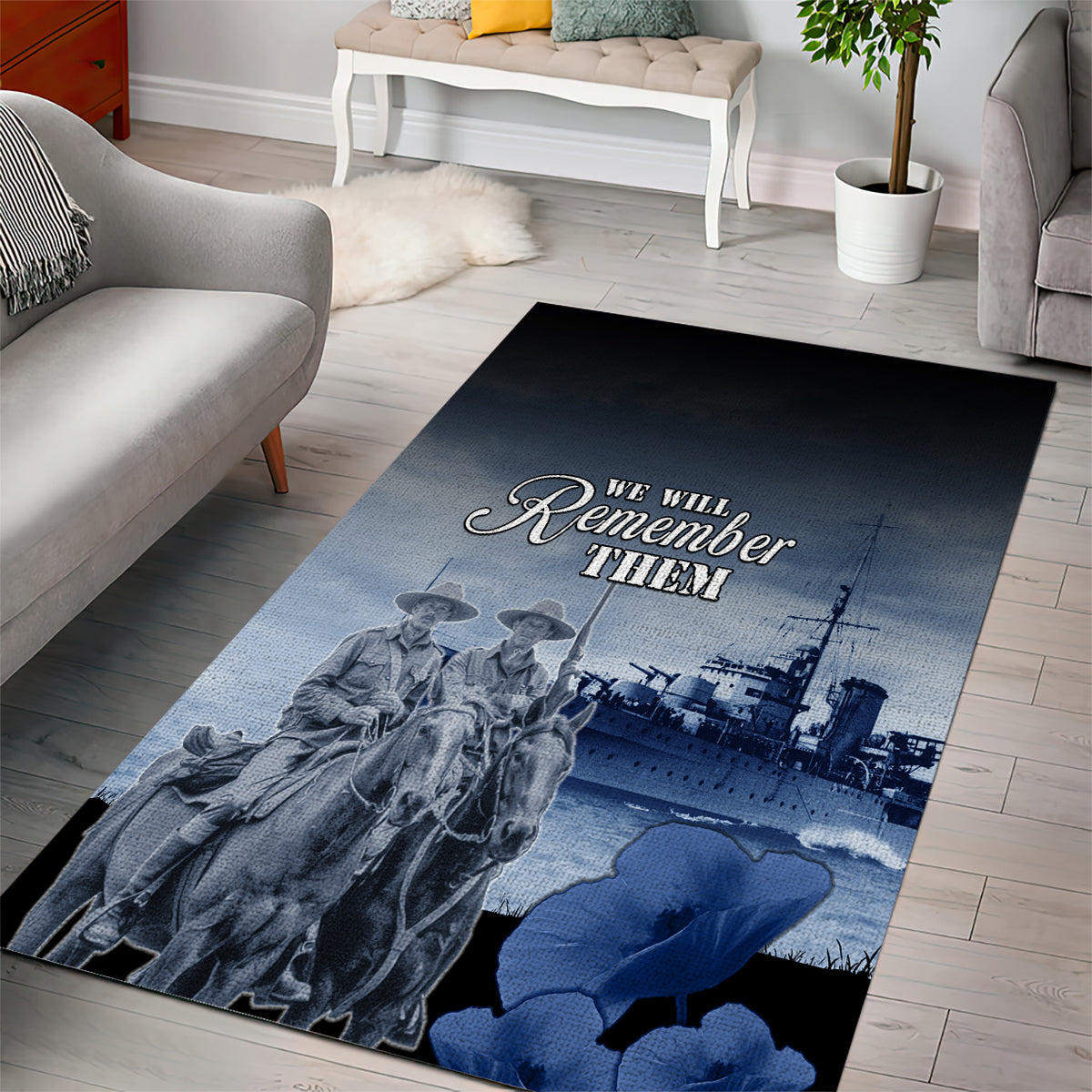 New Zealand ANZAC Day Area Rug HMNZS Achilles We Will Remember Them LT05 - Vibe Hoodie Shop