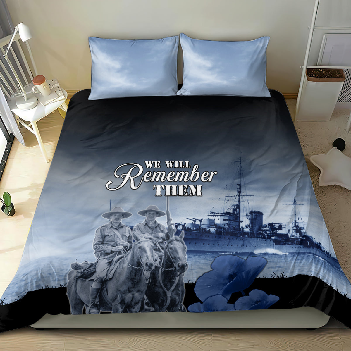 New Zealand ANZAC Day Bedding Set HMNZS Achilles We Will Remember Them LT05 - Vibe Hoodie Shop