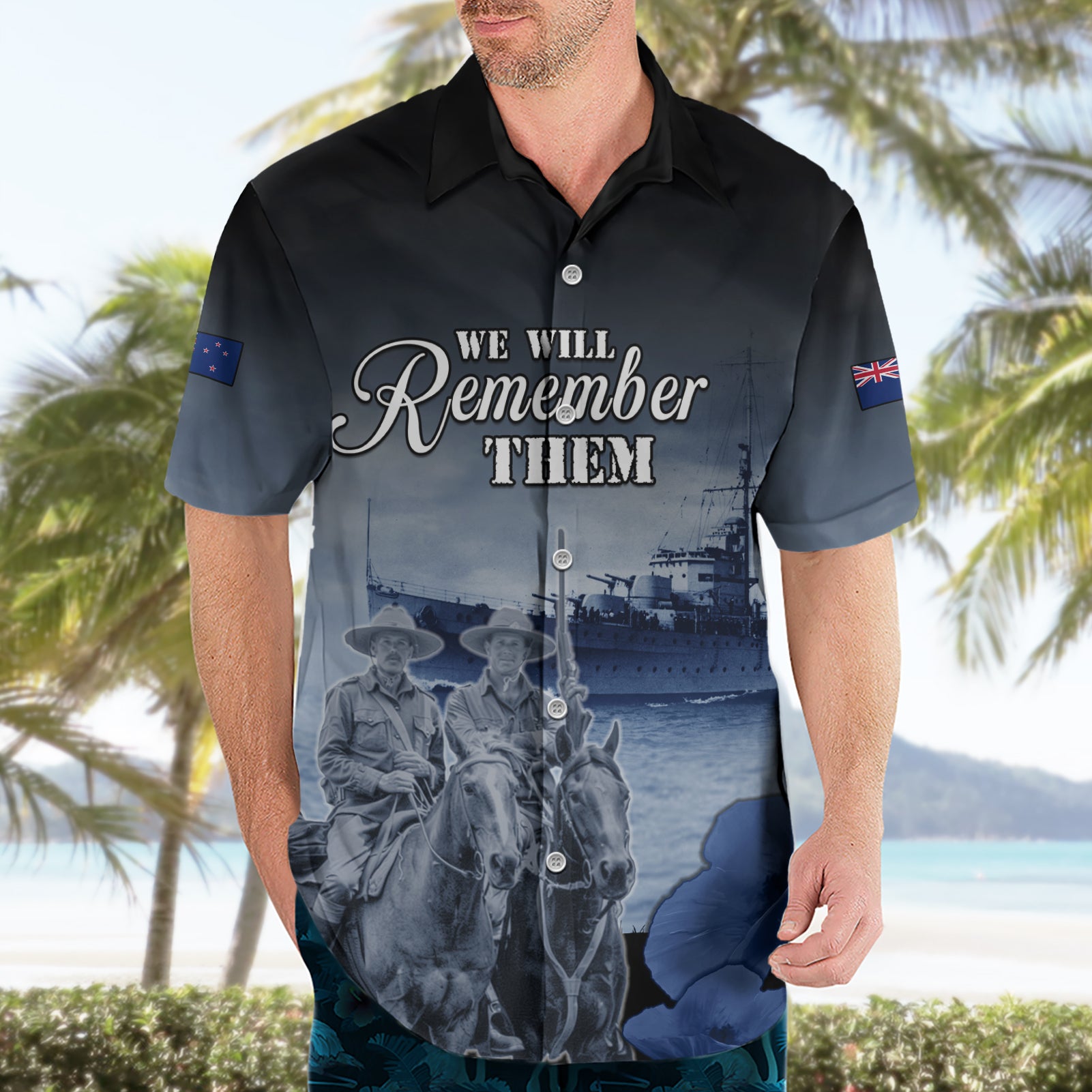 New Zealand ANZAC Day Hawaiian Shirt HMNZS Achilles We Will Remember Them LT05 - Vibe Hoodie Shop