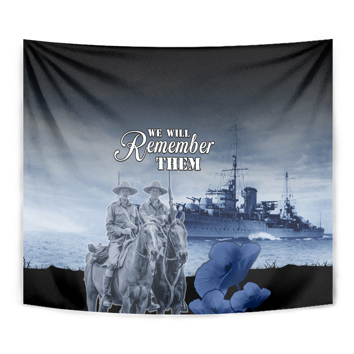 New Zealand ANZAC Day Tapestry HMNZS Achilles We Will Remember Them LT05 - Vibe Hoodie Shop