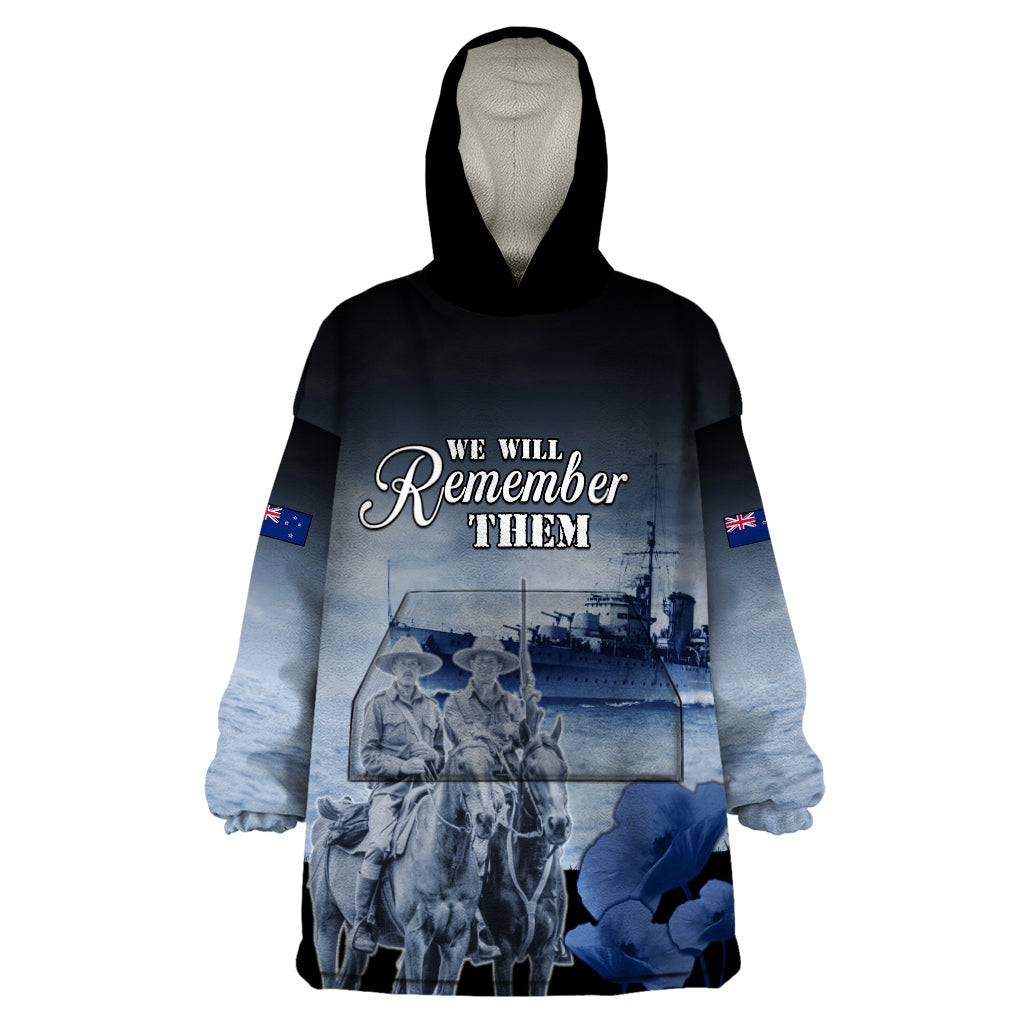 New Zealand ANZAC Day Wearable Blanket Hoodie HMNZS Achilles We Will Remember Them LT05 - Vibe Hoodie Shop