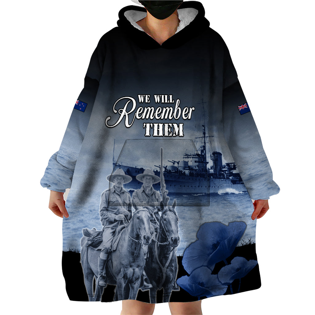 New Zealand ANZAC Day Wearable Blanket Hoodie HMNZS Achilles We Will Remember Them LT05 - Vibe Hoodie Shop