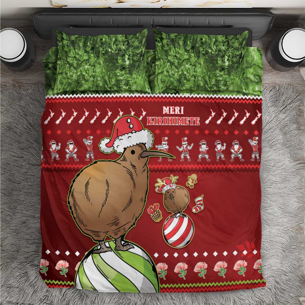New Zealand Kiwi Christmas Bedding Set Paua Shell Glitter Green LT05 - Vibe Hoodie Shop