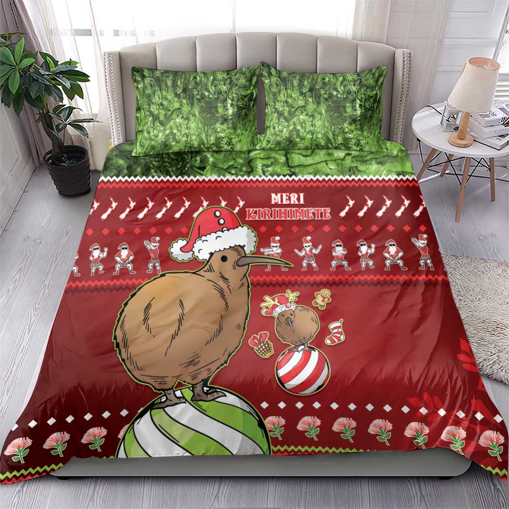 New Zealand Kiwi Christmas Bedding Set Paua Shell Glitter Green LT05 - Vibe Hoodie Shop