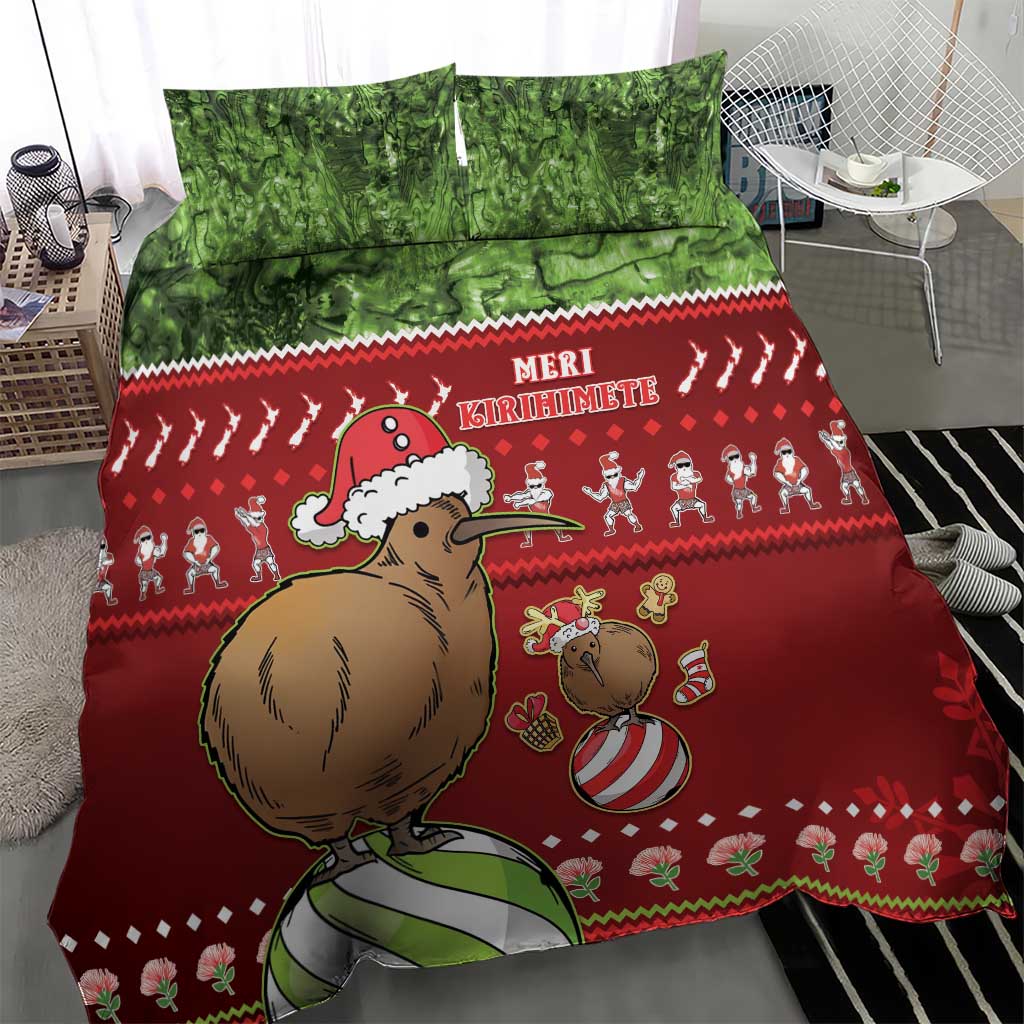 New Zealand Kiwi Christmas Bedding Set Paua Shell Glitter Green LT05 - Vibe Hoodie Shop