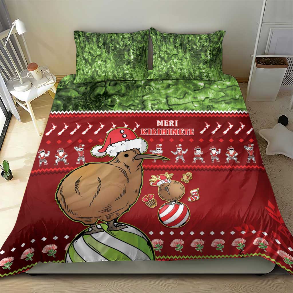 New Zealand Kiwi Christmas Bedding Set Paua Shell Glitter Green LT05 - Vibe Hoodie Shop