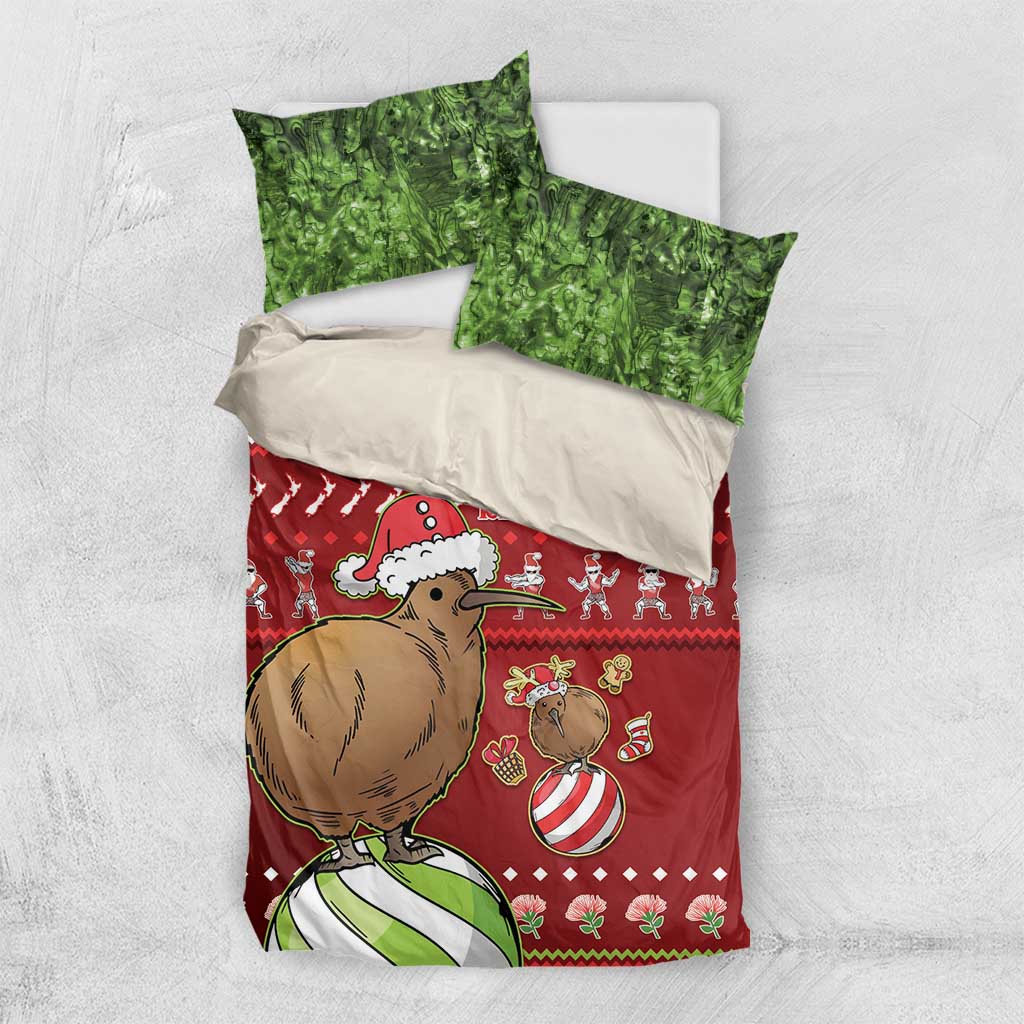 New Zealand Kiwi Christmas Bedding Set Paua Shell Glitter Green LT05 - Vibe Hoodie Shop