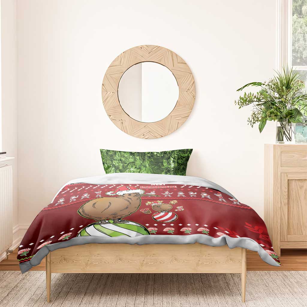 New Zealand Kiwi Christmas Bedding Set Paua Shell Glitter Green LT05 - Vibe Hoodie Shop