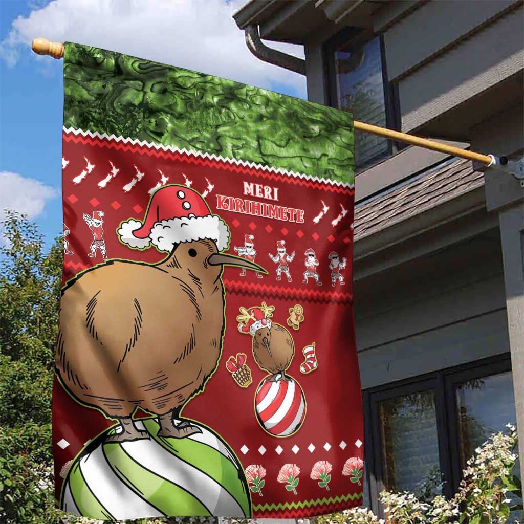 New Zealand Kiwi Christmas Garden Flag Paua Shell Glitter Green LT05 - Vibe Hoodie Shop