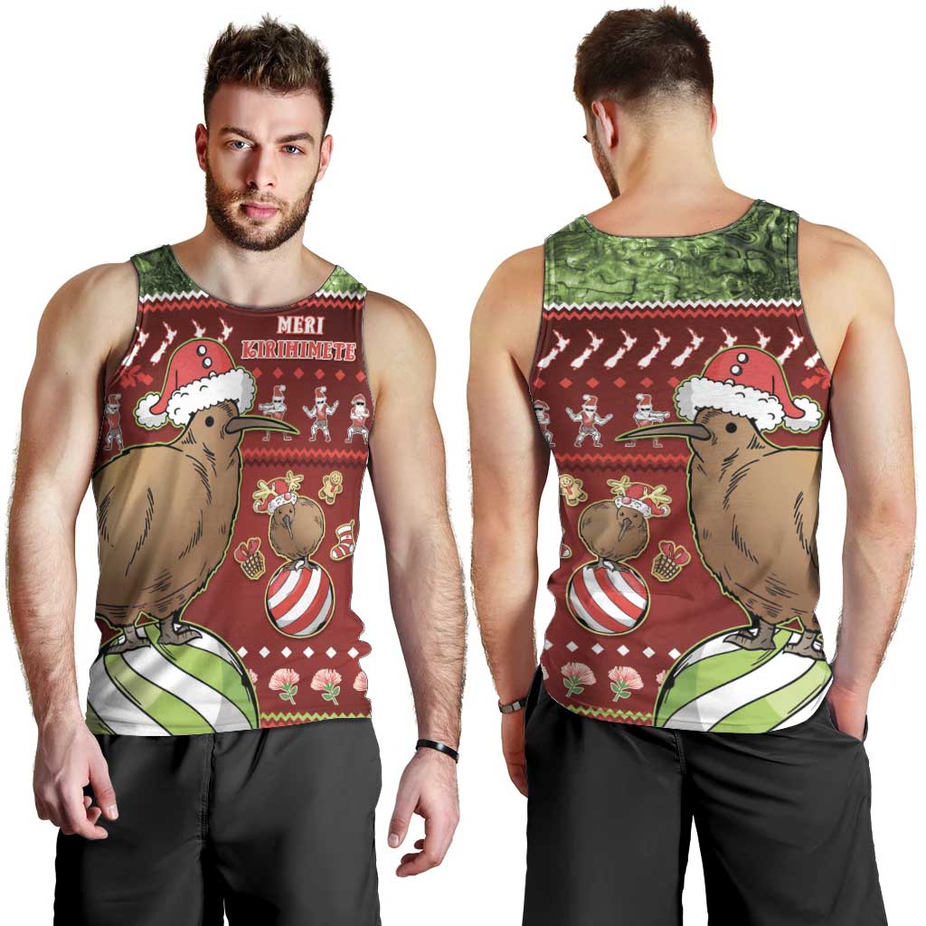 New Zealand Kiwi Christmas Men Tank Top Paua Shell Glitter Green LT05 - Vibe Hoodie Shop
