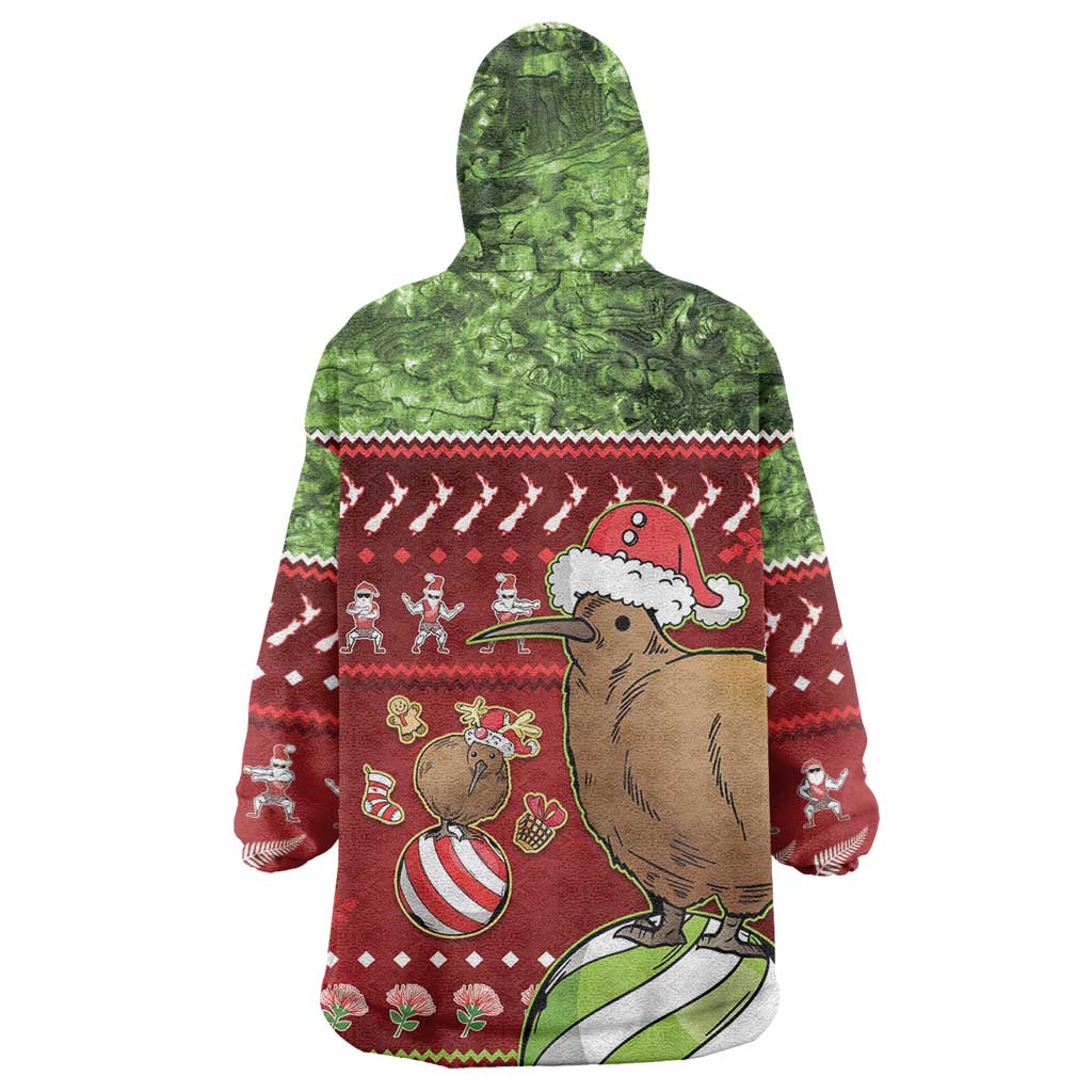 New Zealand Kiwi Christmas Wearable Blanket Hoodie Paua Shell Glitter Green LT05 - Vibe Hoodie Shop