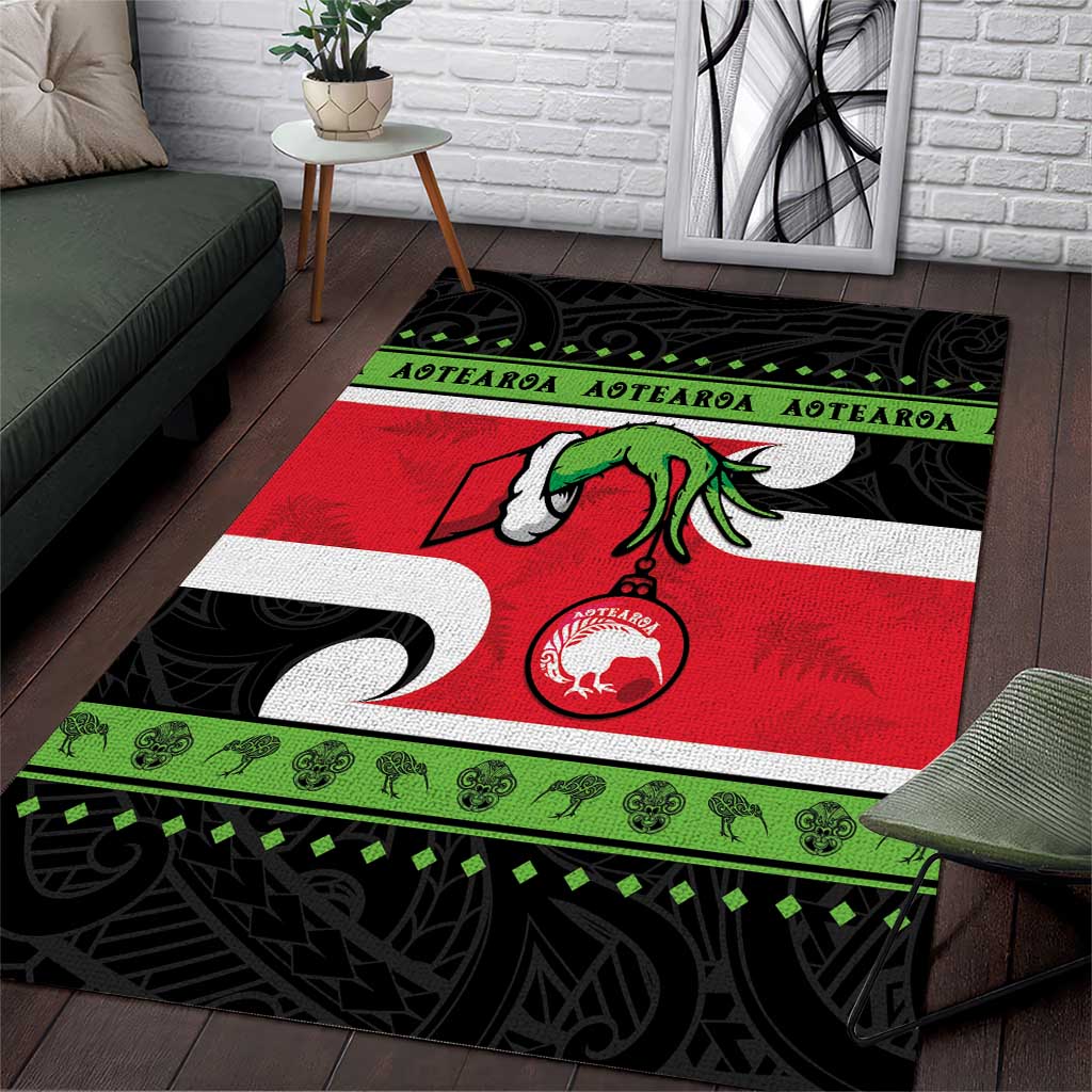 New Zealand Funny Christmas Area Rug Maori Tiki LT05 - Vibe Hoodie Shop