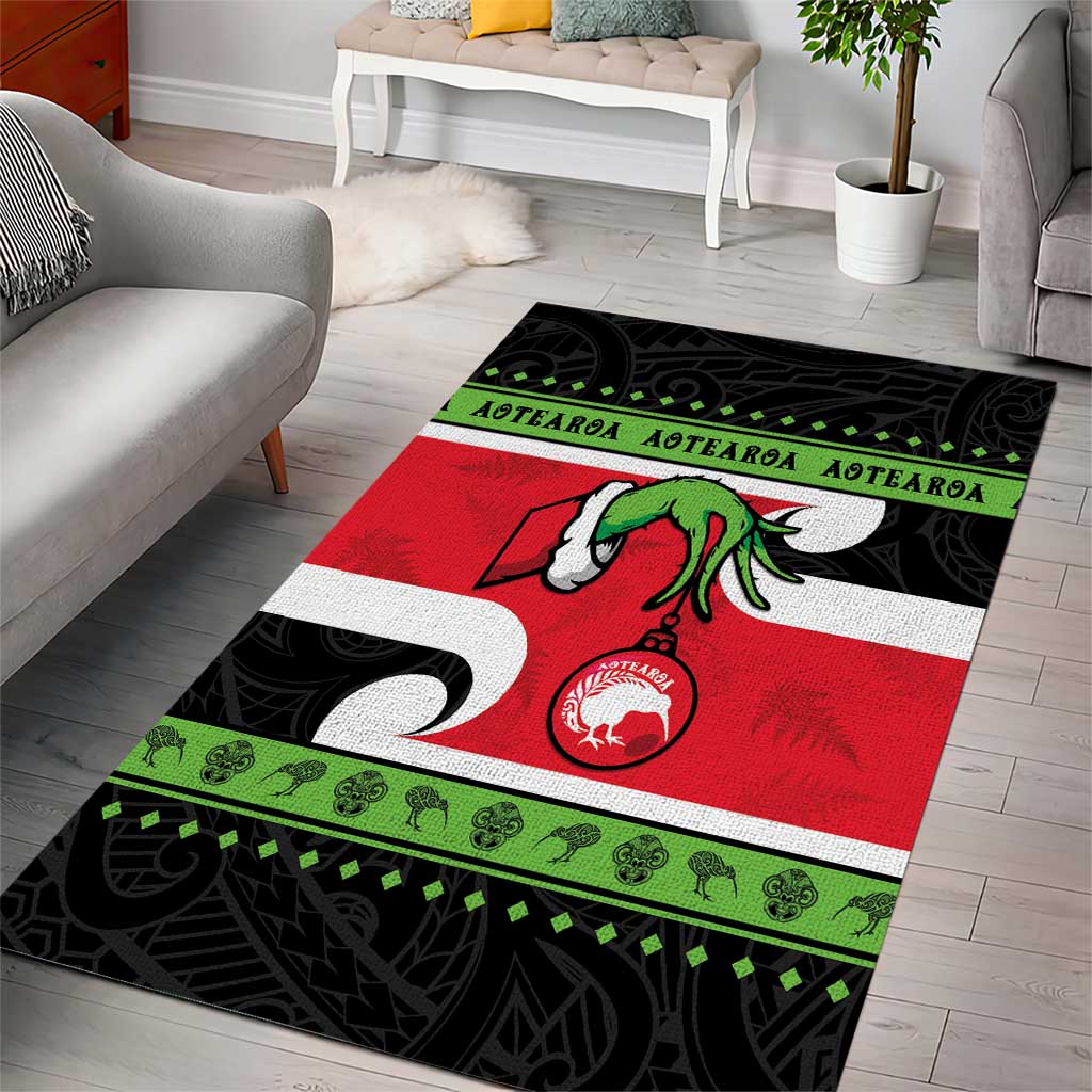 New Zealand Funny Christmas Area Rug Maori Tiki LT05 - Vibe Hoodie Shop