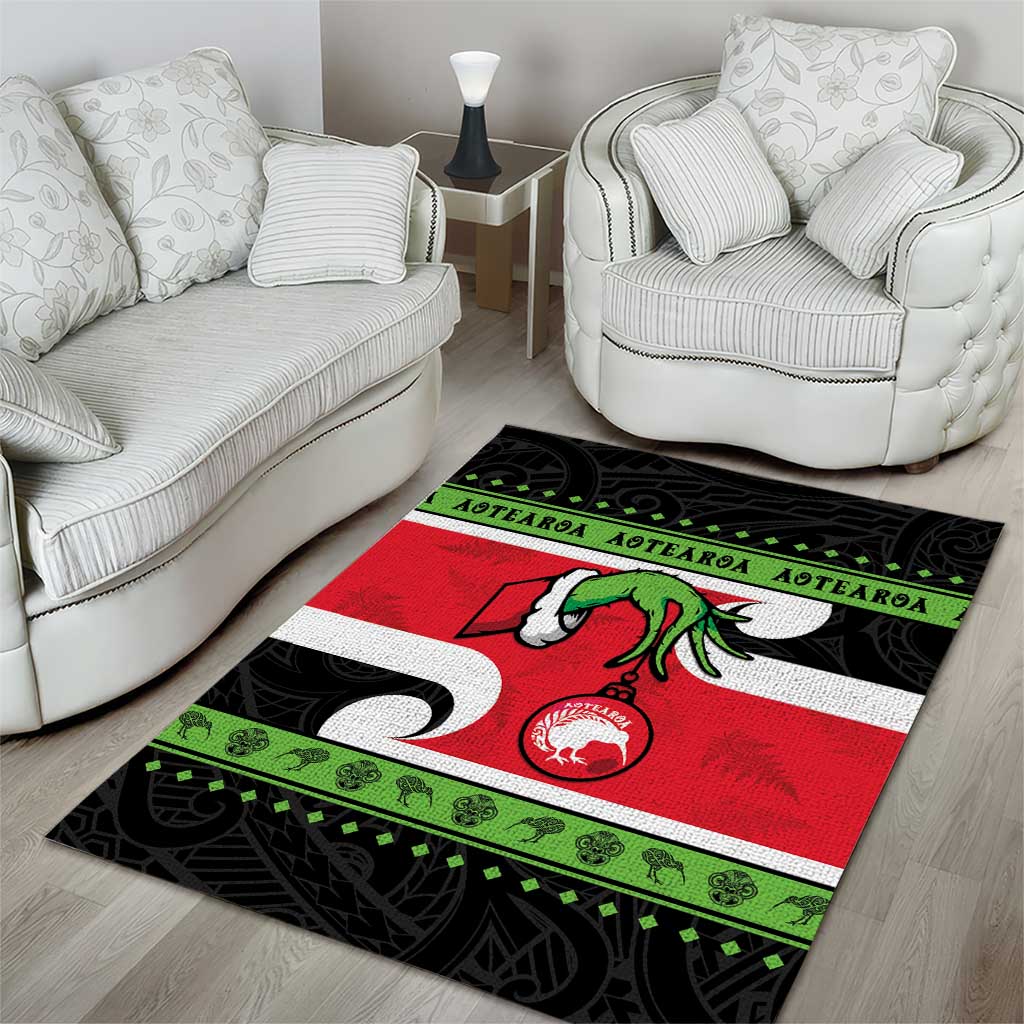 New Zealand Funny Christmas Area Rug Maori Tiki LT05 - Vibe Hoodie Shop