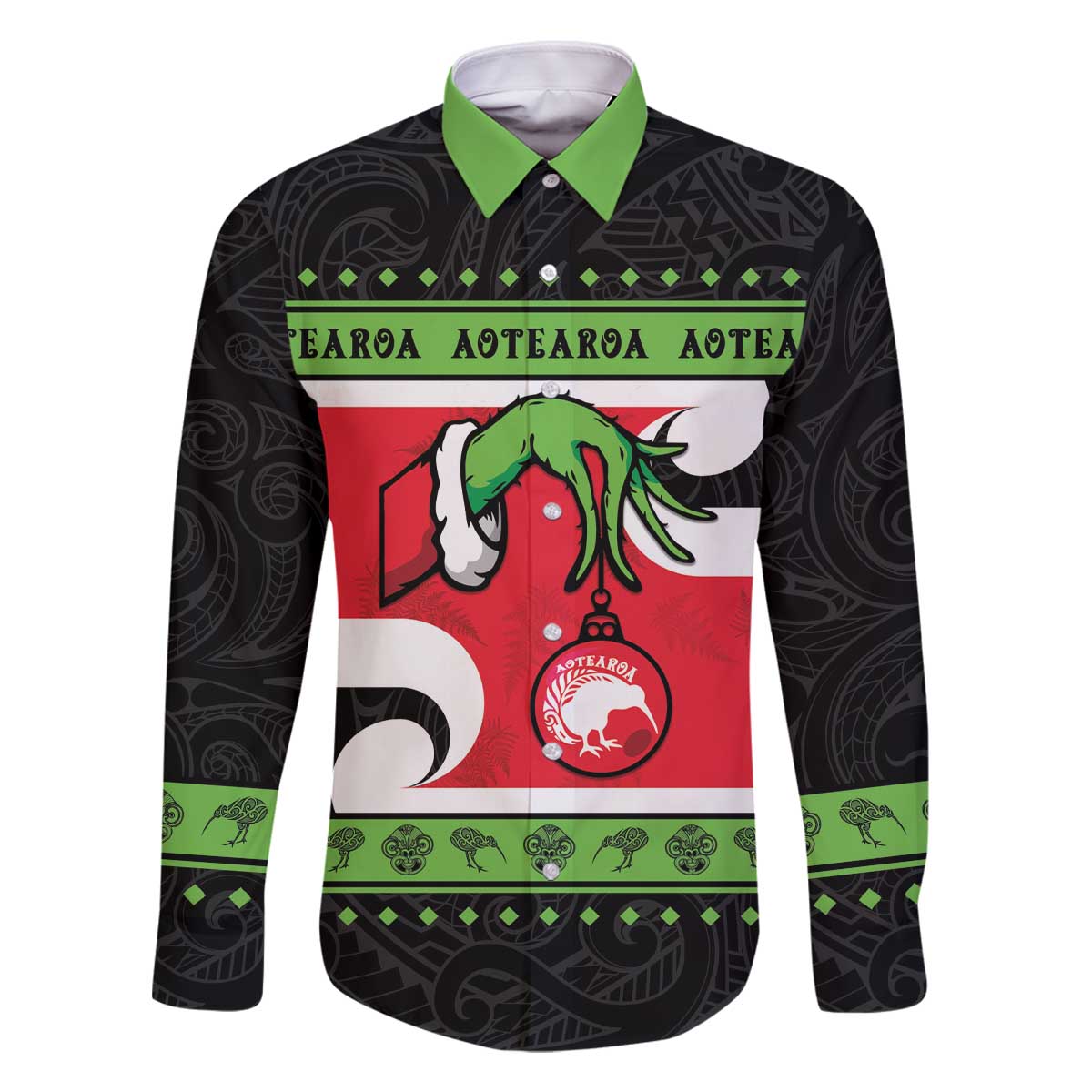 New Zealand Funny Christmas Family Matching Off The Shoulder Long Sleeve Dress and Hawaiian Shirt Maori Tiki