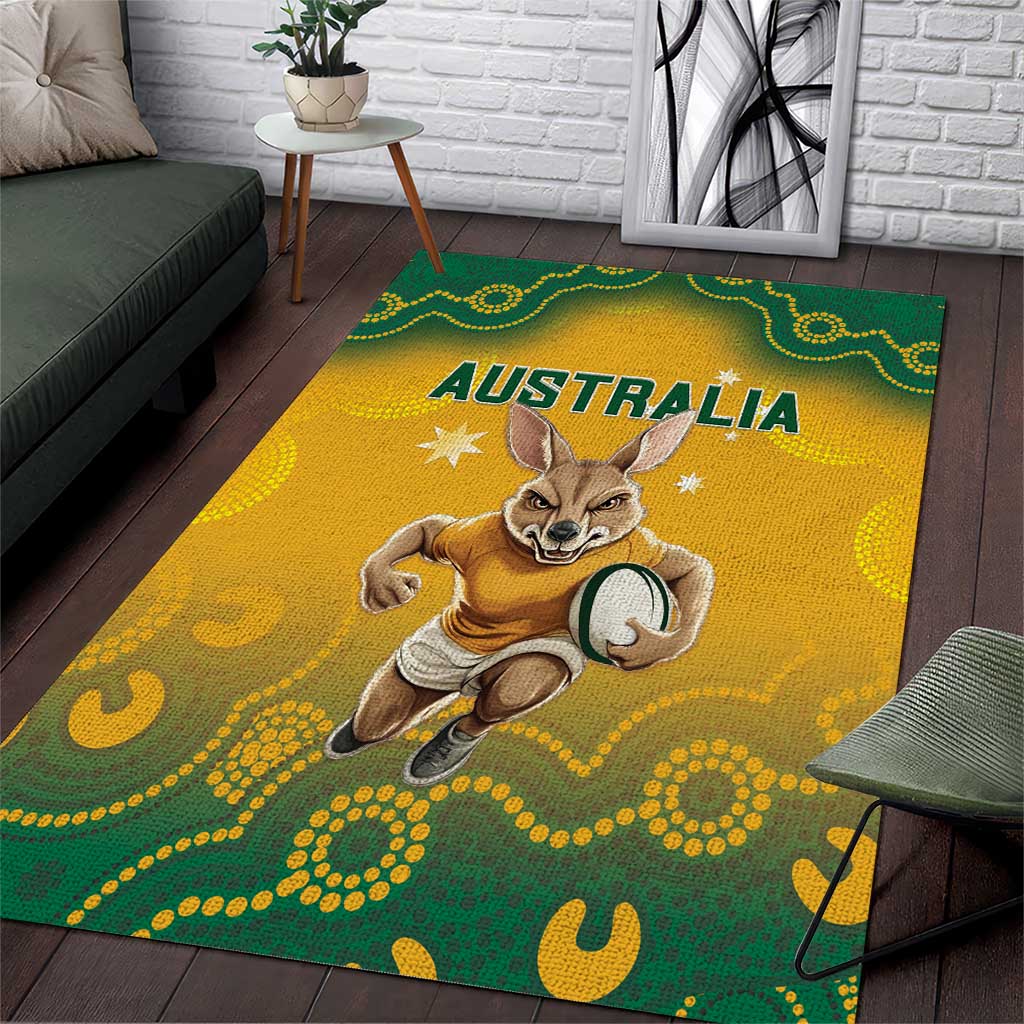 Australia Rugby 2024 Area Rug Go Wallabies Aboriginal Pattern LT05 - Vibe Hoodie Shop