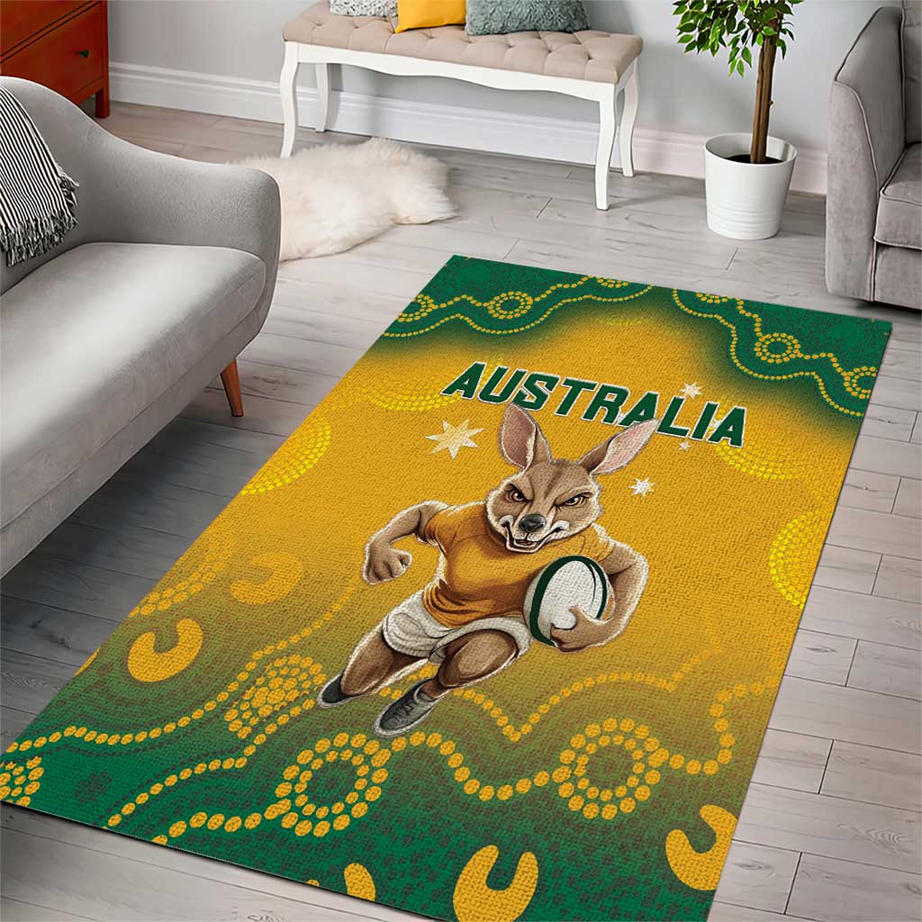 Australia Rugby 2024 Area Rug Go Wallabies Aboriginal Pattern LT05 - Vibe Hoodie Shop