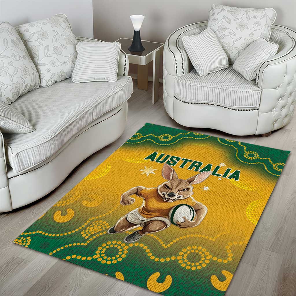 Australia Rugby 2024 Area Rug Go Wallabies Aboriginal Pattern LT05 - Vibe Hoodie Shop