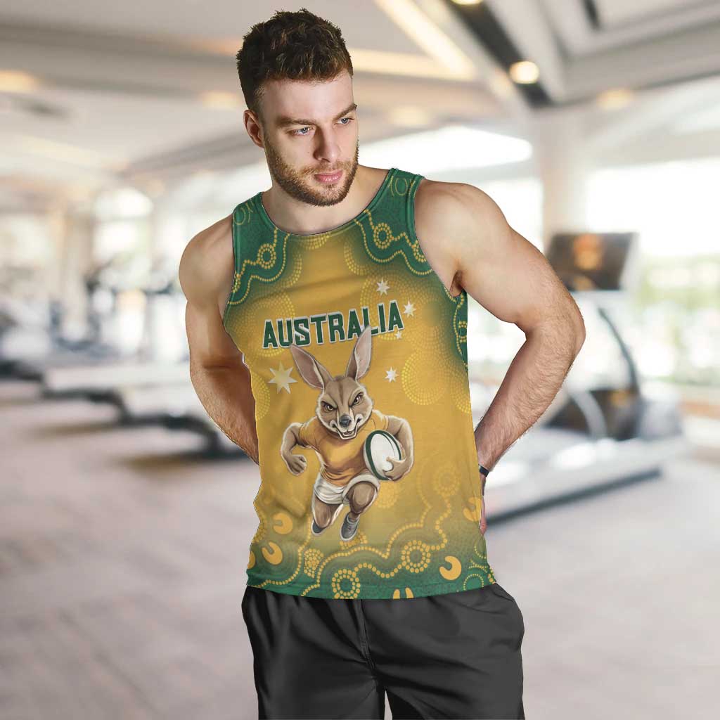 Custom Australia Rugby 2024 Men Tank Top Go Wallabies Aboriginal Pattern LT05 - Vibe Hoodie Shop