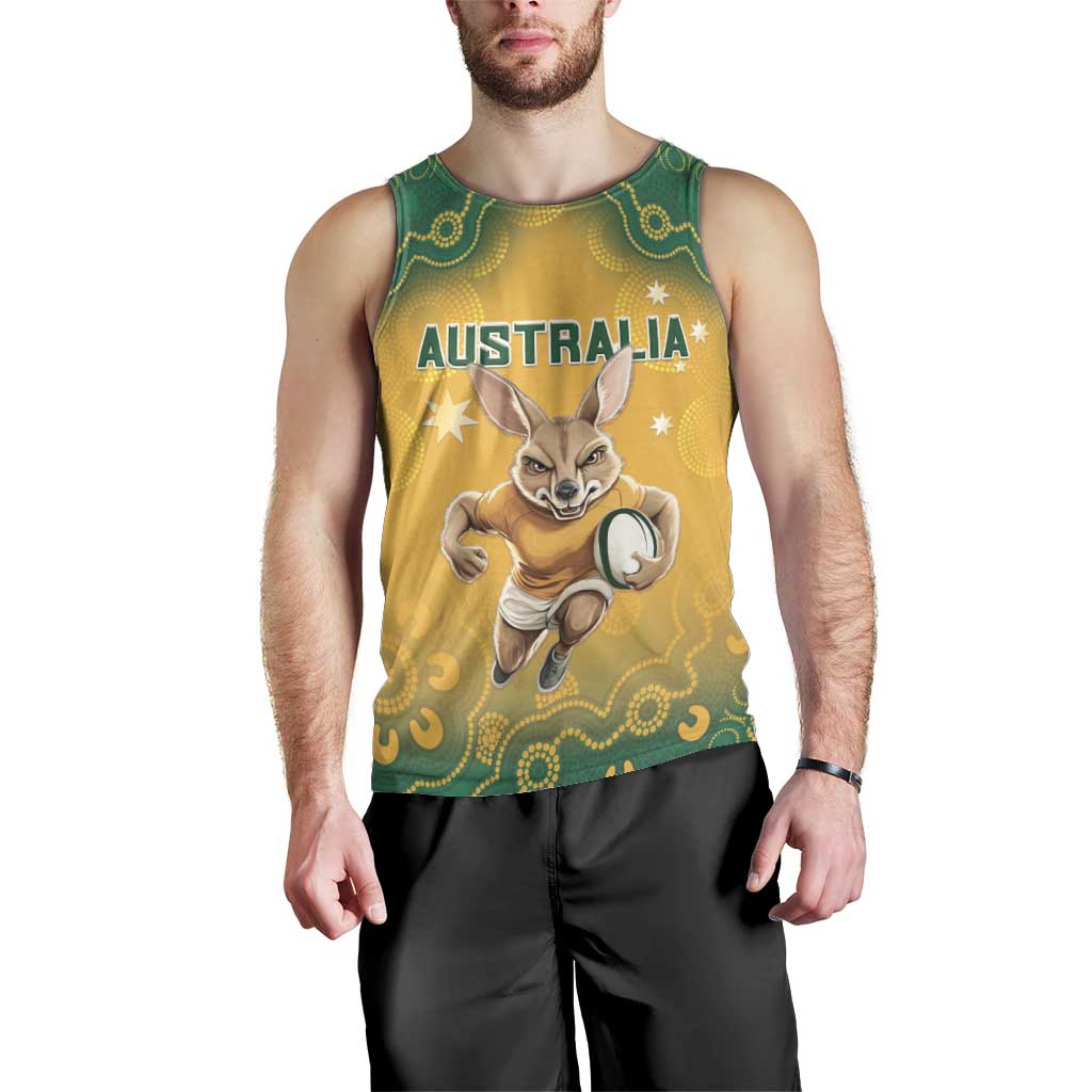 Custom Australia Rugby 2024 Men Tank Top Go Wallabies Aboriginal Pattern LT05 - Vibe Hoodie Shop