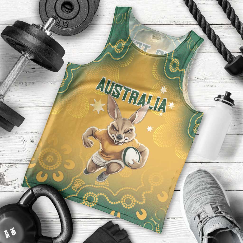 Custom Australia Rugby 2024 Men Tank Top Go Wallabies Aboriginal Pattern LT05 - Vibe Hoodie Shop