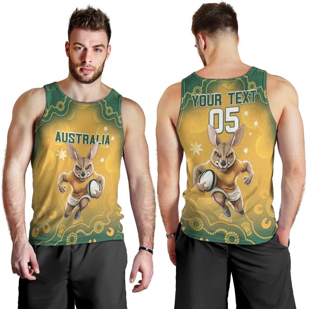 Custom Australia Rugby 2024 Men Tank Top Go Wallabies Aboriginal Pattern LT05 - Vibe Hoodie Shop