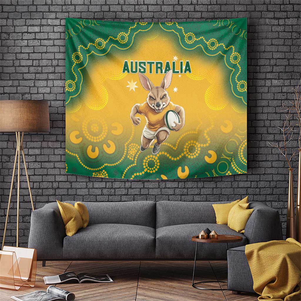 Australia Rugby 2024 Tapestry Go Wallabies Aboriginal Pattern LT05 - Vibe Hoodie Shop