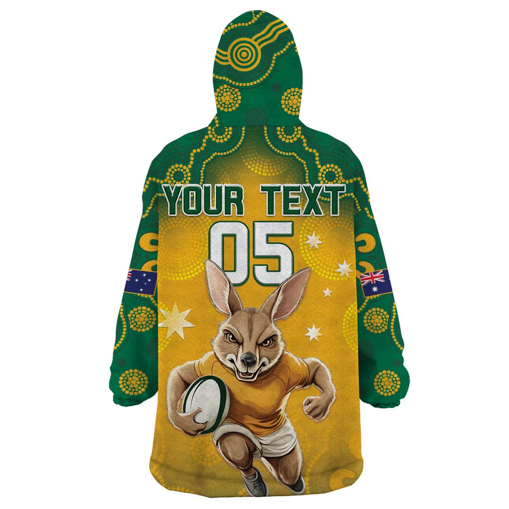 Custom Australia Rugby 2024 Wearable Blanket Hoodie Go Wallabies Aboriginal Pattern LT05 - Vibe Hoodie Shop