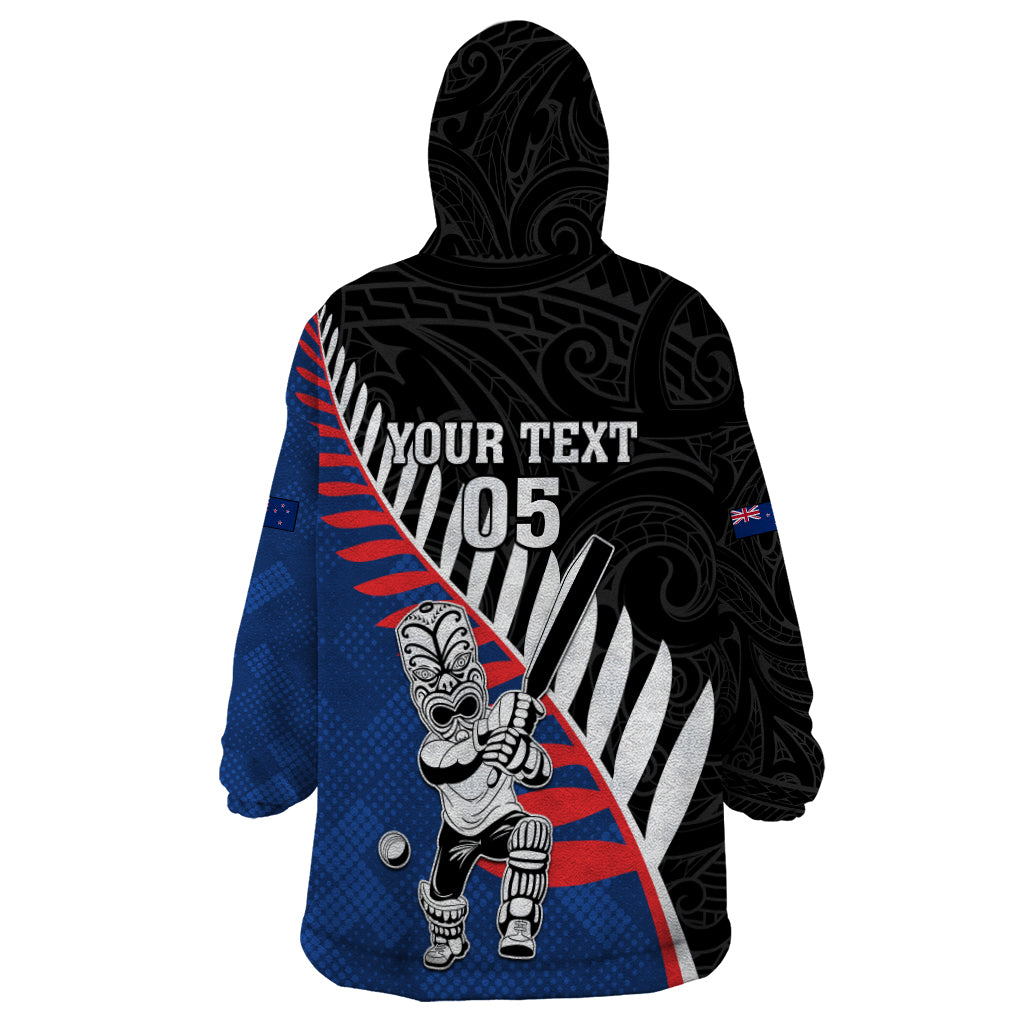 Custom New Zealand Auckland Cricket Wearable Blanket Hoodie With Maori Pattern LT05 - Vibe Hoodie Shop