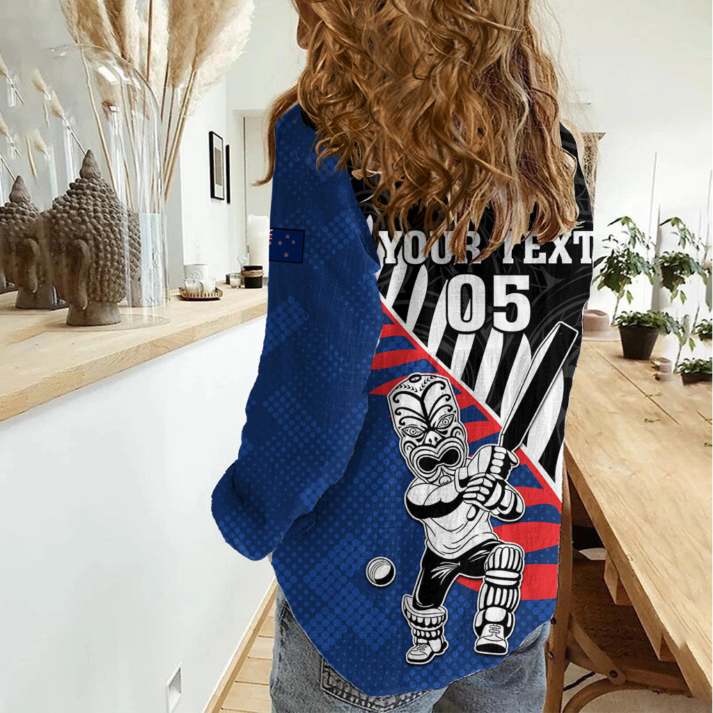 Custom New Zealand Auckland Cricket Women Casual Shirt With Maori Pattern LT05 - Vibe Hoodie Shop