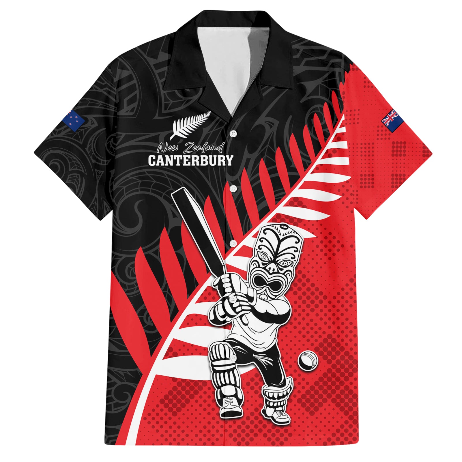 Custom New Zealand Canterbury Cricket Hawaiian Shirt With Maori Pattern LT05 - Vibe Hoodie Shop