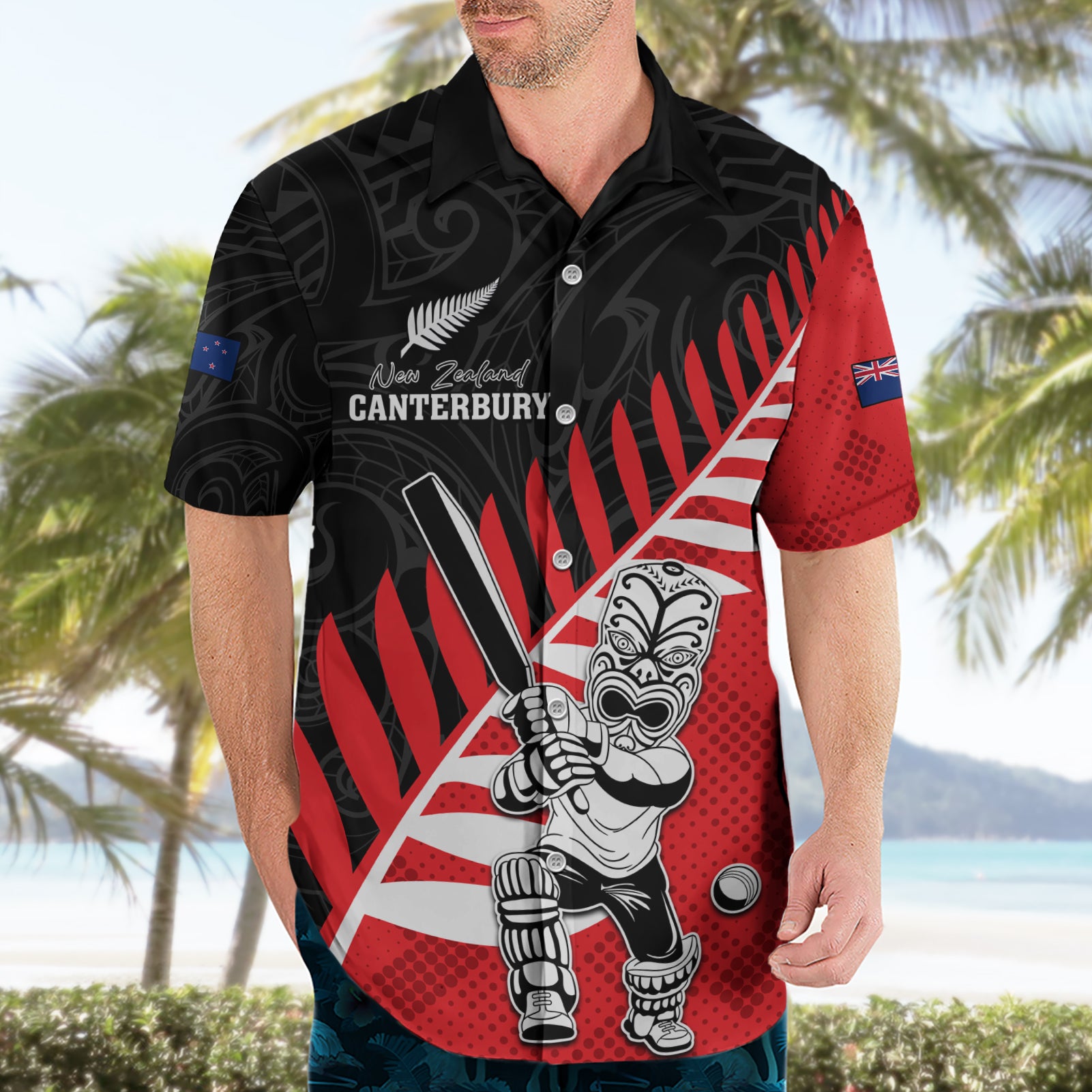 Custom New Zealand Canterbury Cricket Hawaiian Shirt With Maori Pattern LT05 - Vibe Hoodie Shop