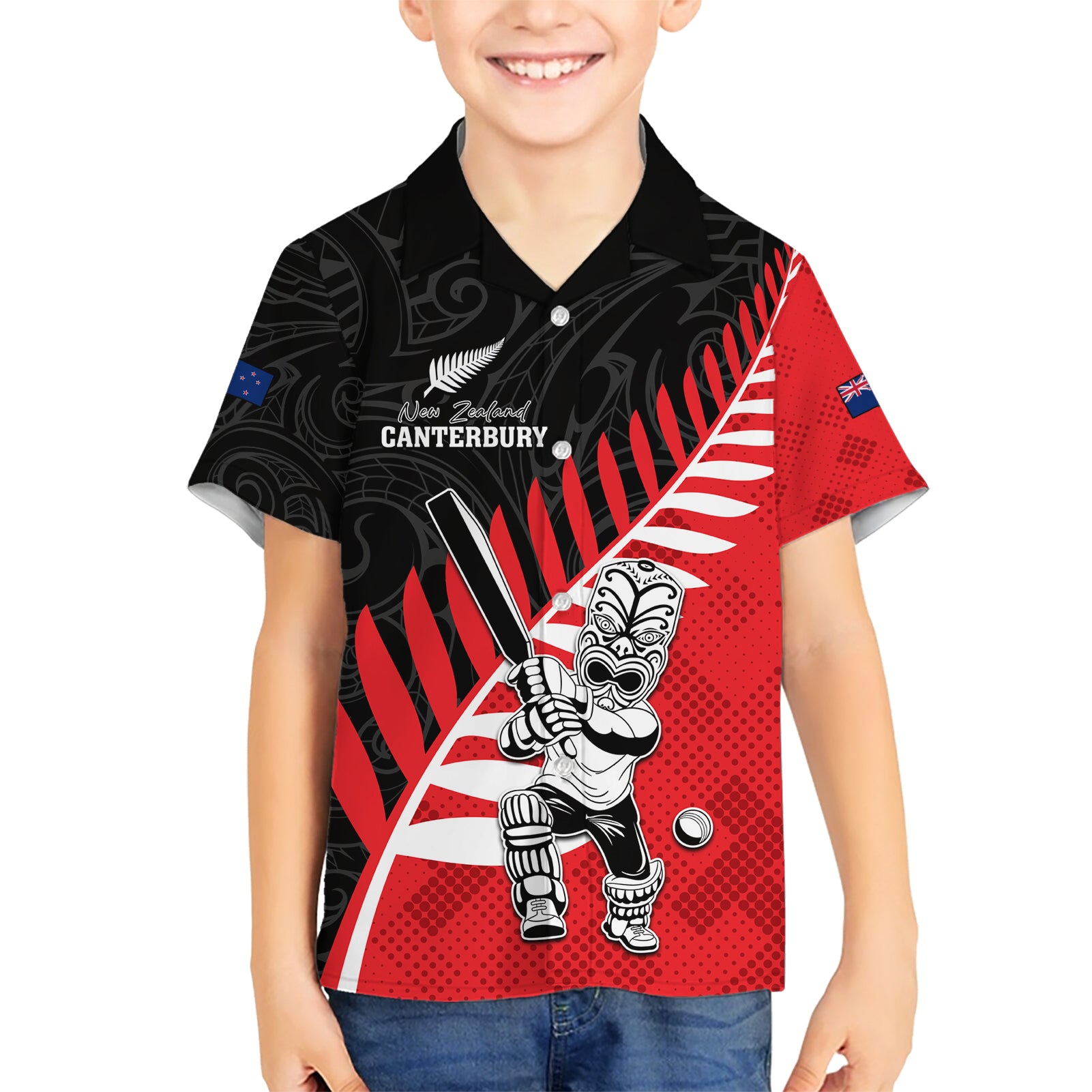 Custom New Zealand Canterbury Cricket Hawaiian Shirt With Maori Pattern LT05 - Vibe Hoodie Shop