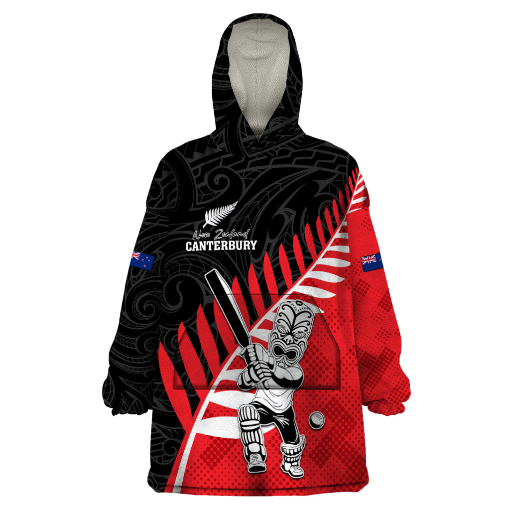 Custom New Zealand Canterbury Cricket Wearable Blanket Hoodie With Maori Pattern LT05 - Vibe Hoodie Shop