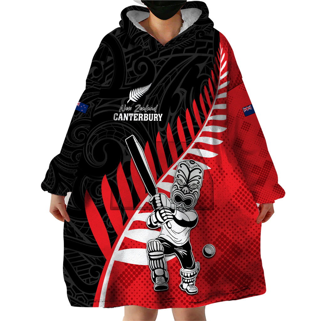 Custom New Zealand Canterbury Cricket Wearable Blanket Hoodie With Maori Pattern LT05 - Vibe Hoodie Shop