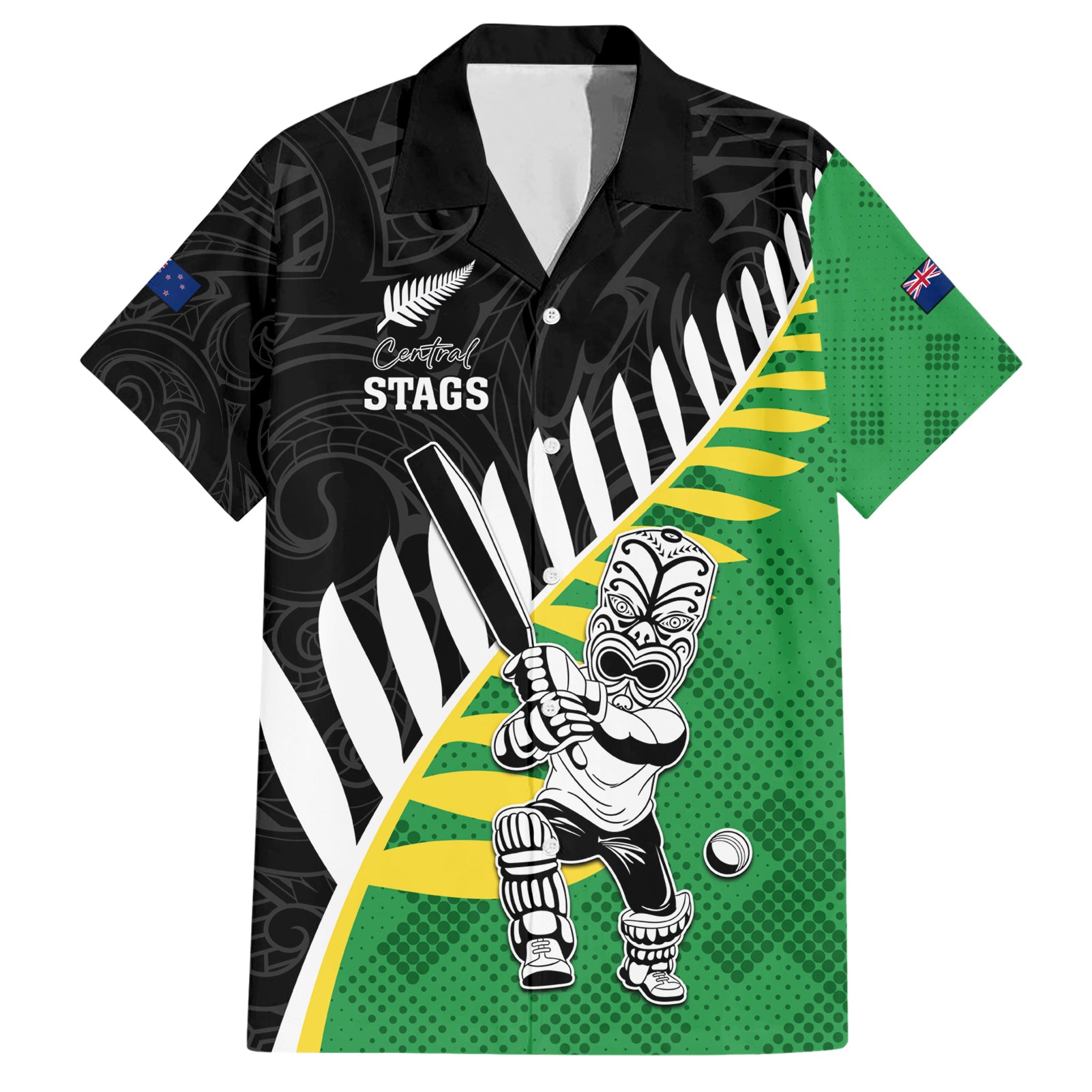 Custom New Zealand Central Districts Cricket Hawaiian Shirt With Maori Pattern LT05 - Vibe Hoodie Shop