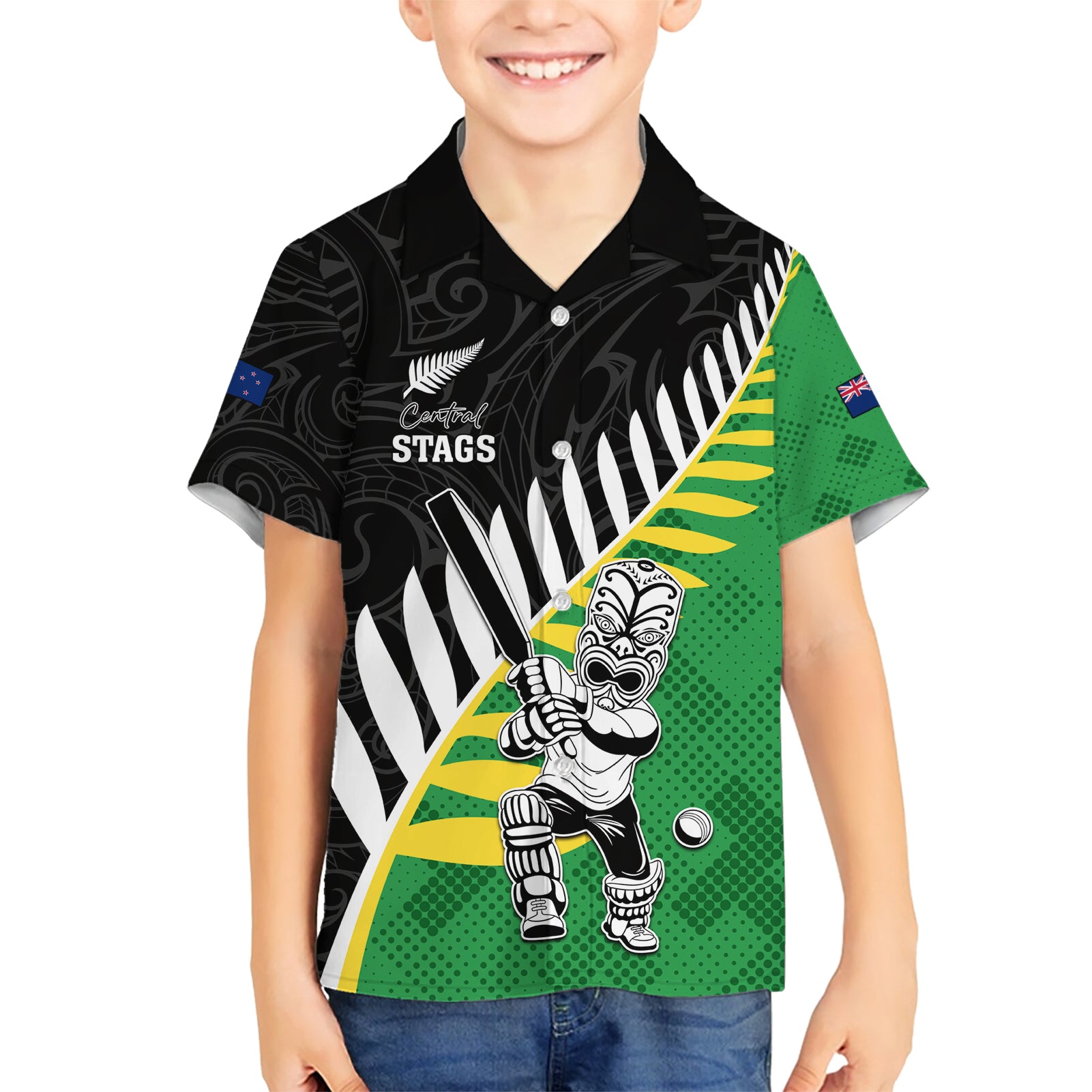 Custom New Zealand Central Districts Cricket Hawaiian Shirt With Maori Pattern LT05 - Vibe Hoodie Shop