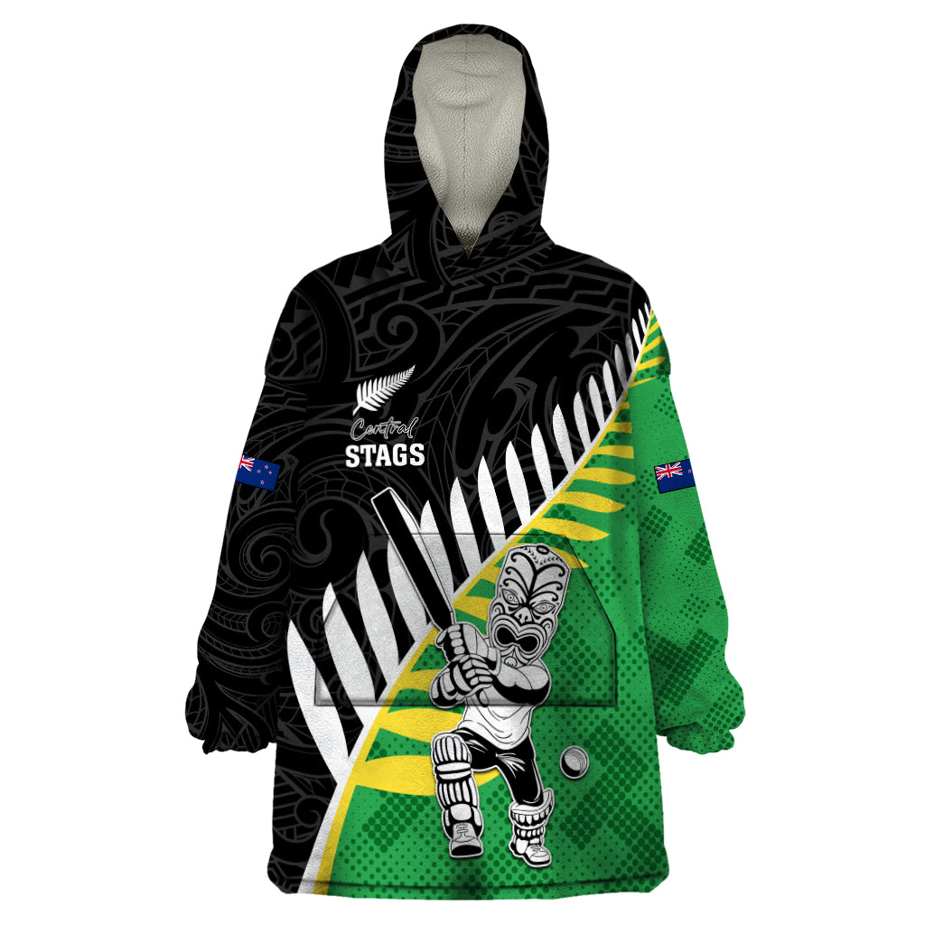 Custom New Zealand Central Districts Cricket Wearable Blanket Hoodie With Maori Pattern LT05 - Vibe Hoodie Shop