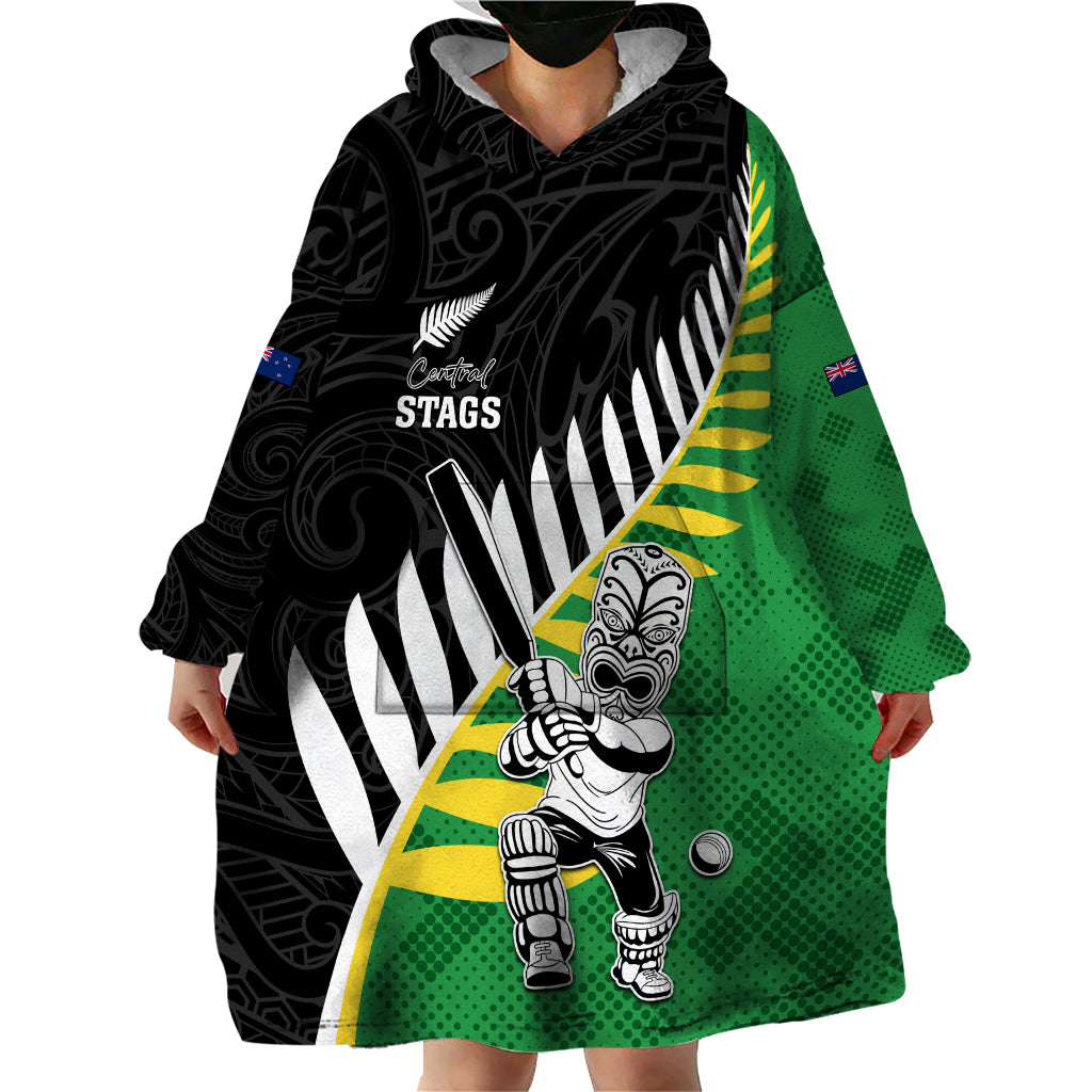 Custom New Zealand Central Districts Cricket Wearable Blanket Hoodie With Maori Pattern LT05 - Vibe Hoodie Shop