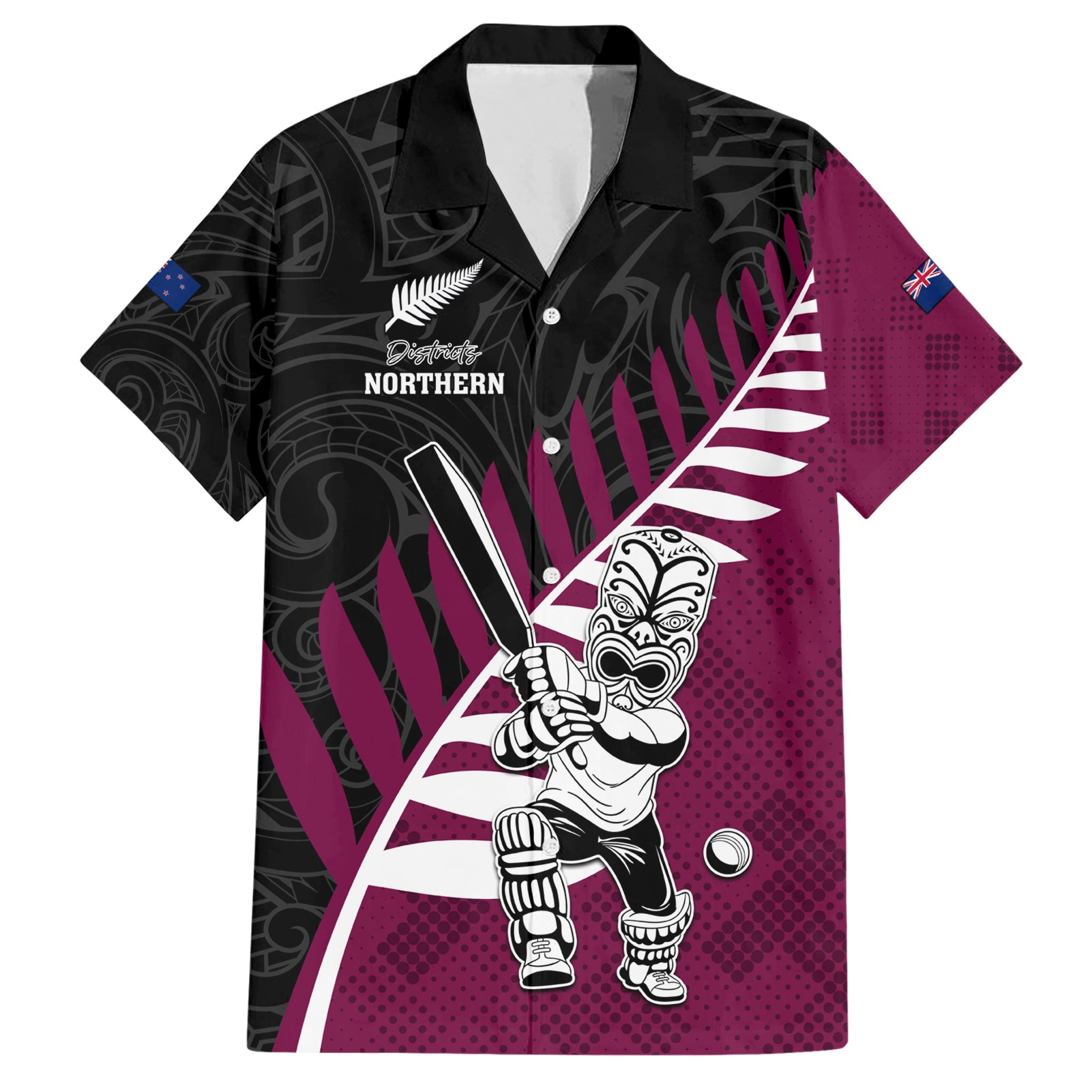 Custom New Zealand Northern Districts Cricket Hawaiian Shirt With Maori Pattern LT05 - Vibe Hoodie Shop